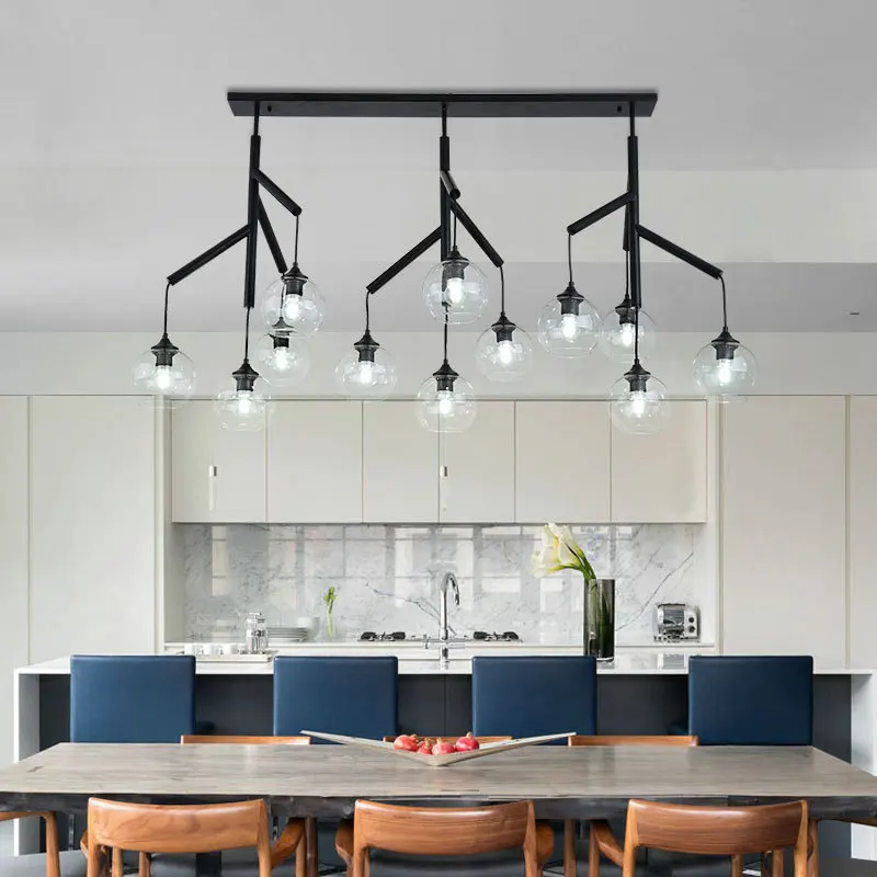 

Nordic minimalist Black LED pendant lights Iron Clear Glass home deco fixtures study living room bedroom restaurant hanging lamp