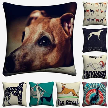

Greyhound Dog Simple Cartoon Artwork Decorative Pillow Covers For Sofa Home Decor Linen Cushion Case 45x45cm Throw Pillow Cases
