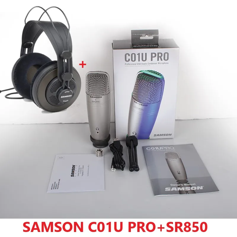 SAMSON C01U Pro(наушники Samson SR850) USB конденсаторный микрофон для студийной записи музыки, звука Фоли, видео - Цвет: with SR850