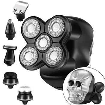 

New 5D Floating Razor Fashionable Skull Shape Multifunctional Razor Professional Men'S 6 In 1 Set Bald Machine