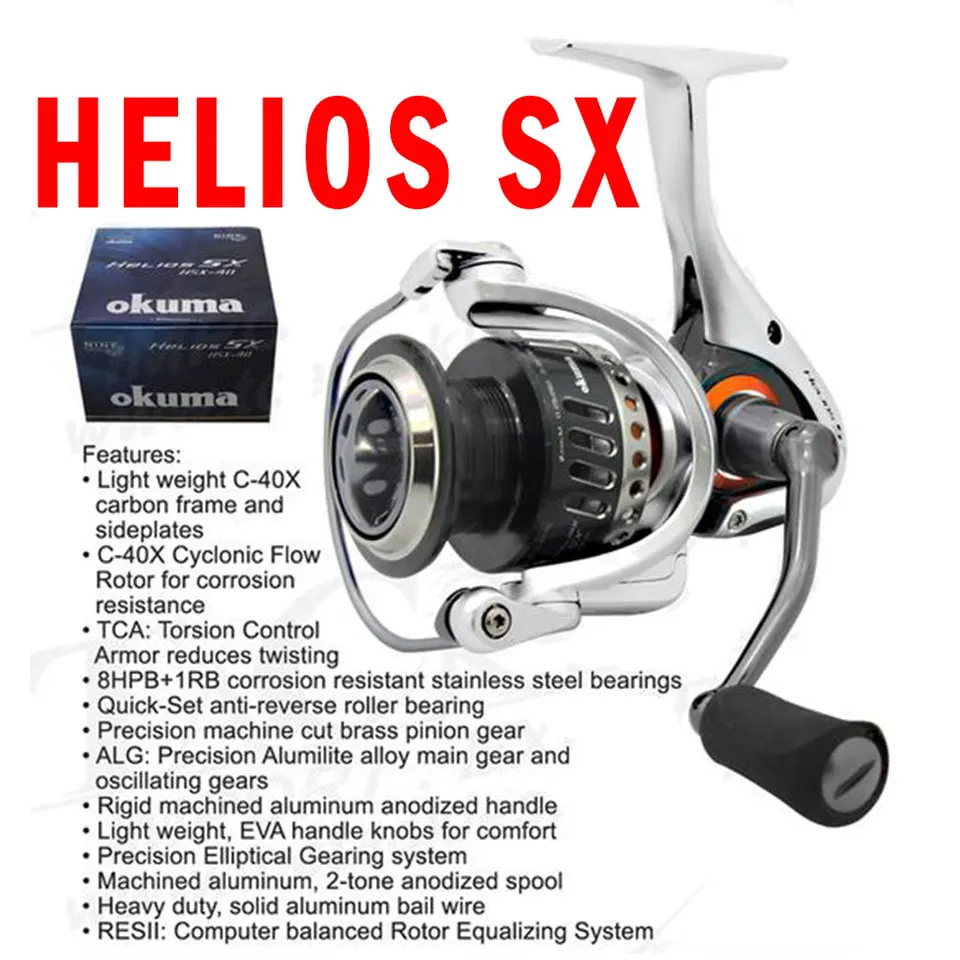 Okuma Helios Sx Spinning Reel Carbon Frame Lightweight 5.0:1/5.8:1 8+1bb  3-6kg Power C-40x Carbon Body Freshwater Reels - Fishing Reels - AliExpress
