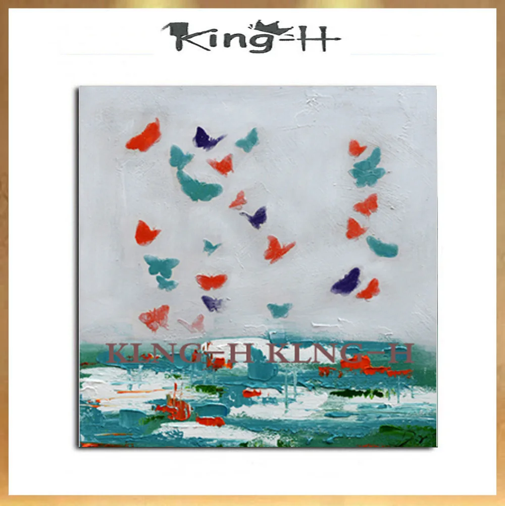 Hecho A Mano Moderno Abstracto Decorativo Colorido Mariposa Animales Dipinti Pintura Al Óleo En Lienzo Arte De La Pared Para La Sala De