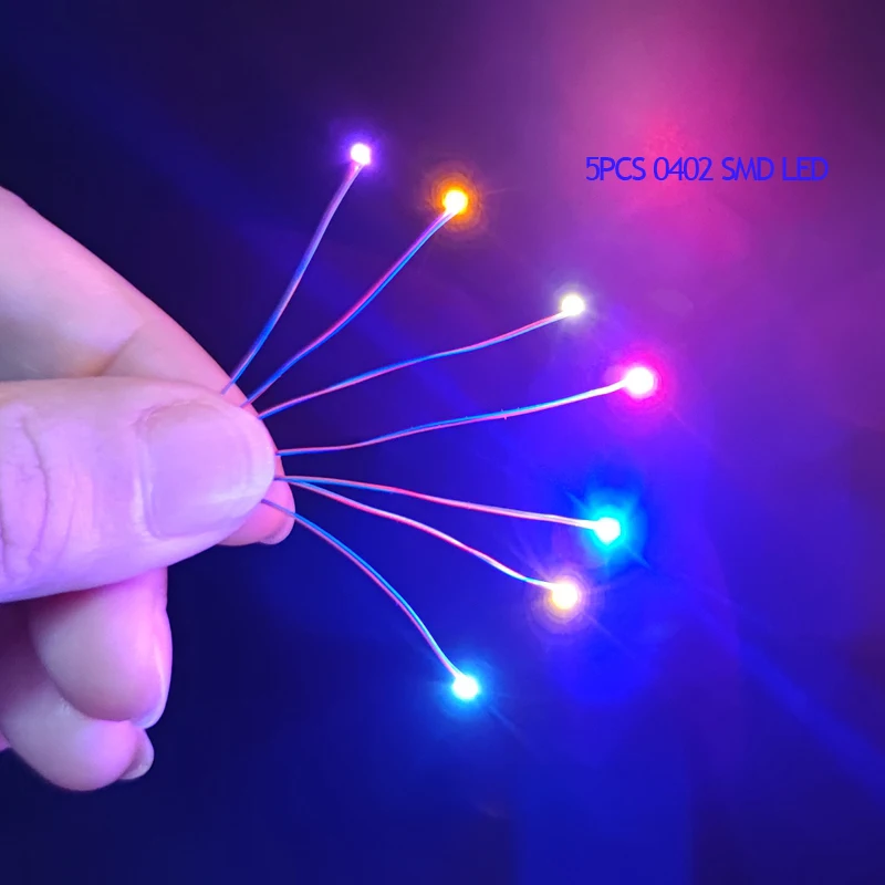 5pcs Pre-wired #0402 Smd Leds,with free Cr2032 3V button battery box,30cm Connection Wires hobby Model Kit for Gundam Lighting
