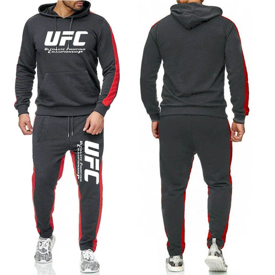 UFC боевой фитнес полосатый костюм для мужчин и женщин Модный боевой комплект мужской фитнес спортивный комплект одежды