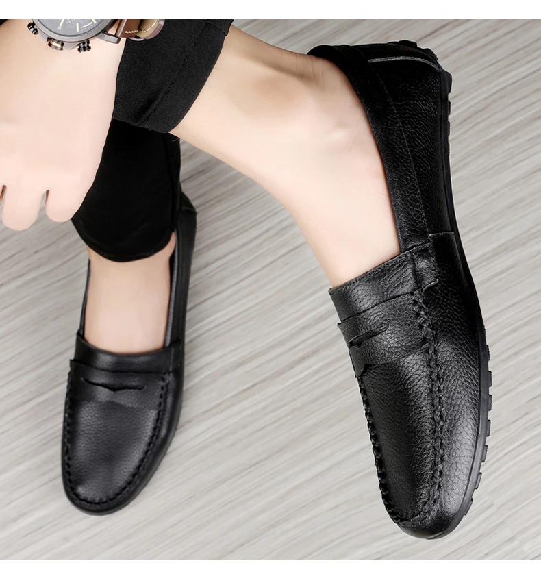 Mayba Männer Slipper Rindsleder Schuhe hochwertige Freizeit schuhe Flat Slip auf Größe 37-46 – Detail 23