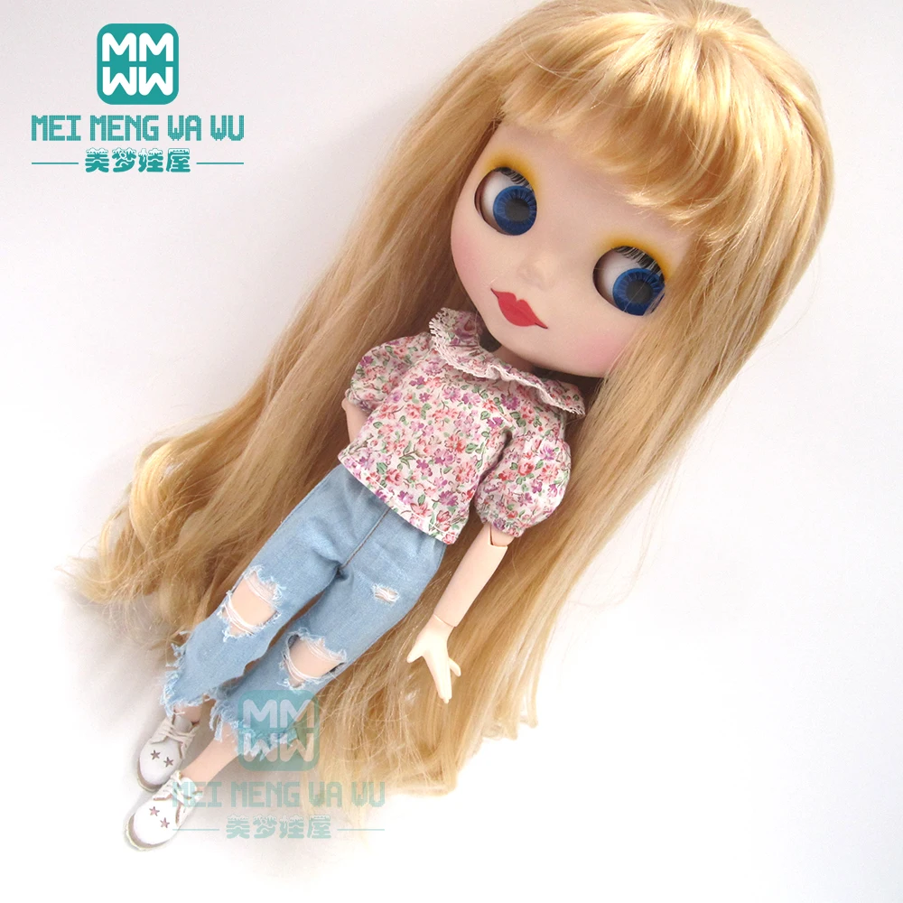 Blyth clothe модный фонарь рукав рубашка, рваные джинсы, Белая обувь для Blyth Azone кукла 1/6 аксессуары