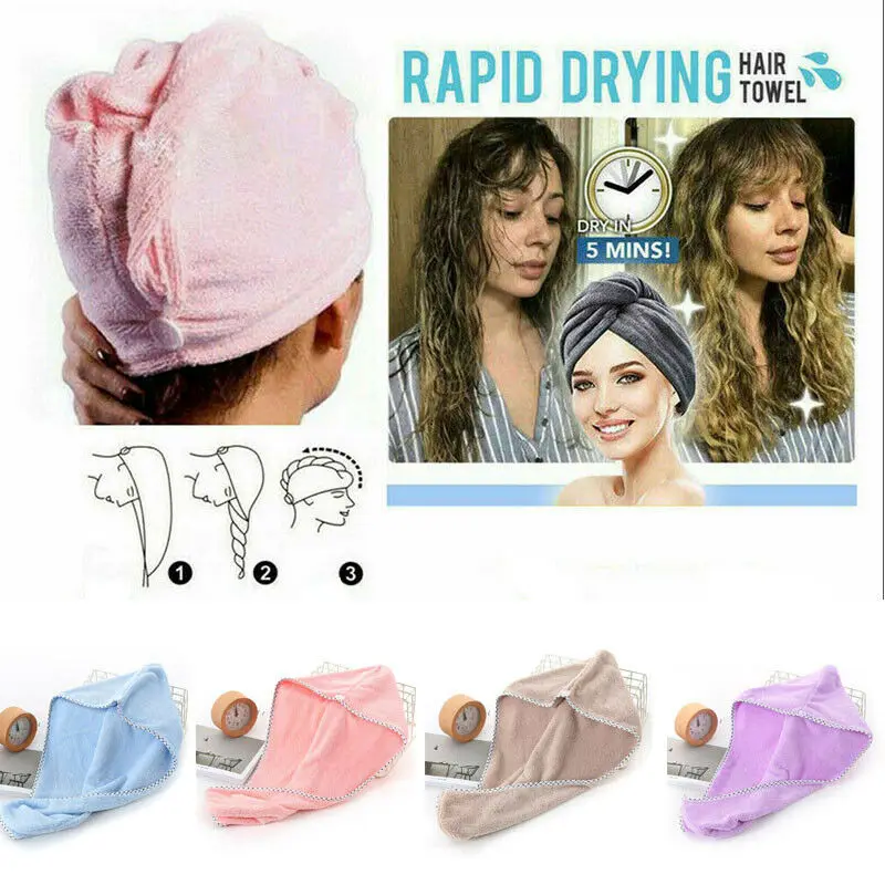 Women Rapid Drying Hair Towel Plus Thick Absorbent Shower Cap Girl Spa Bath Towel Microfiber Fast Dry Hair Hat Wrapped Towel