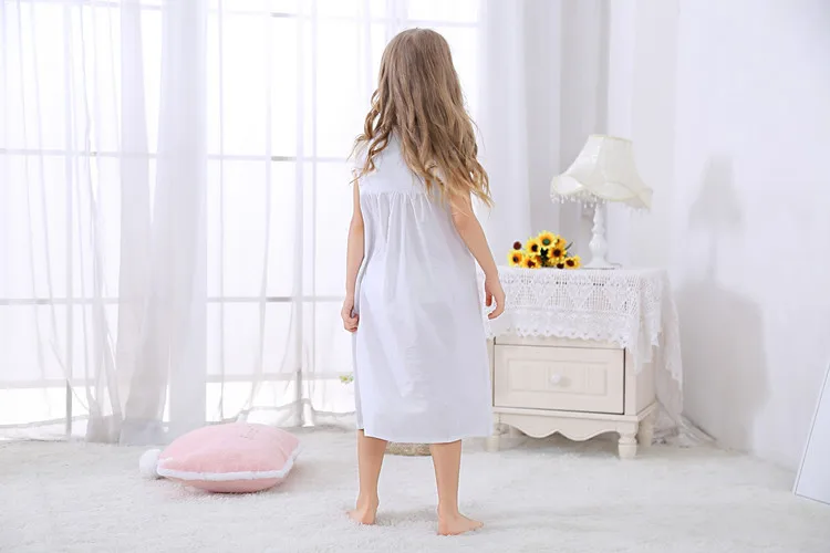 christmas pajama sets Girls Summer Sleeveless Cotton Nightdress Embroidered Children's Dress European  American Princess Nightdress Pajamas Outer Wear nightgowns elegant