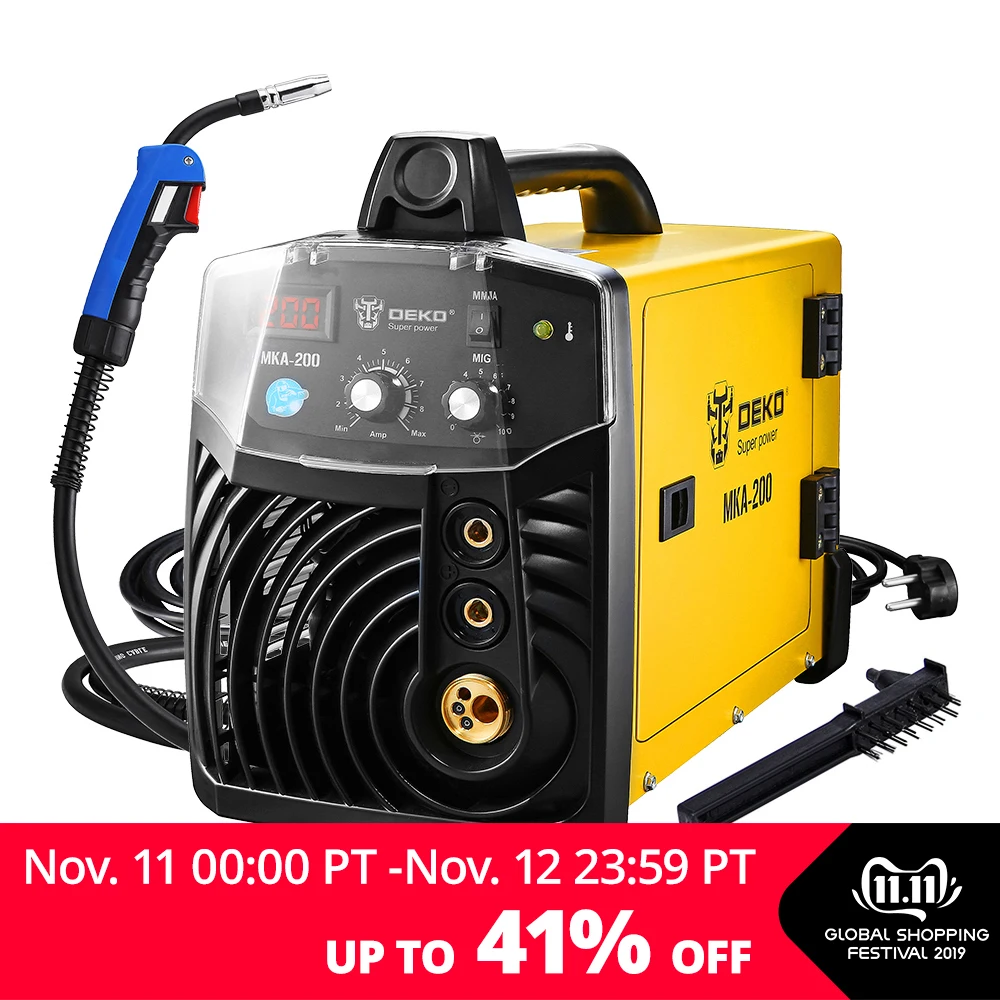 21432.74руб. 35% СКИДКА|DEKO MKA 200 200A 4.9KVA IP21S инвертор Arc MIG 2 в 1 Электрический сварочный аппарат w/сменный сварочный пистолет MMA сварочный аппарат-in Сварочные аппараты from Инструменты on AliExpress - 11.11_Double 11_Singles' Day