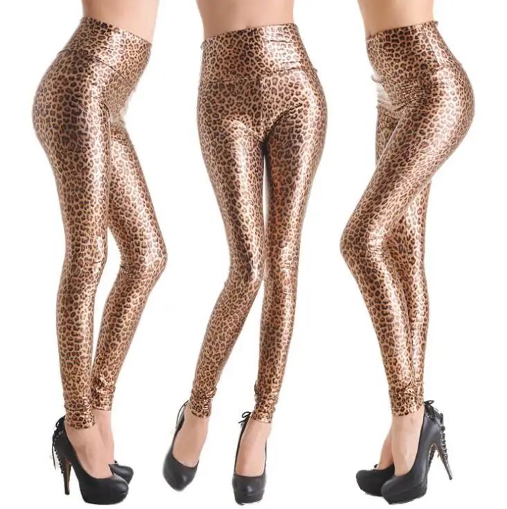 K303Small leopard LJCUIYAO черные леггинсы из искусственной кожи осенние модные леггинсы эластичные Большие размеры женские брюки из искусственной кожи не трещины брюки женские - Цвет: K303Small leopard