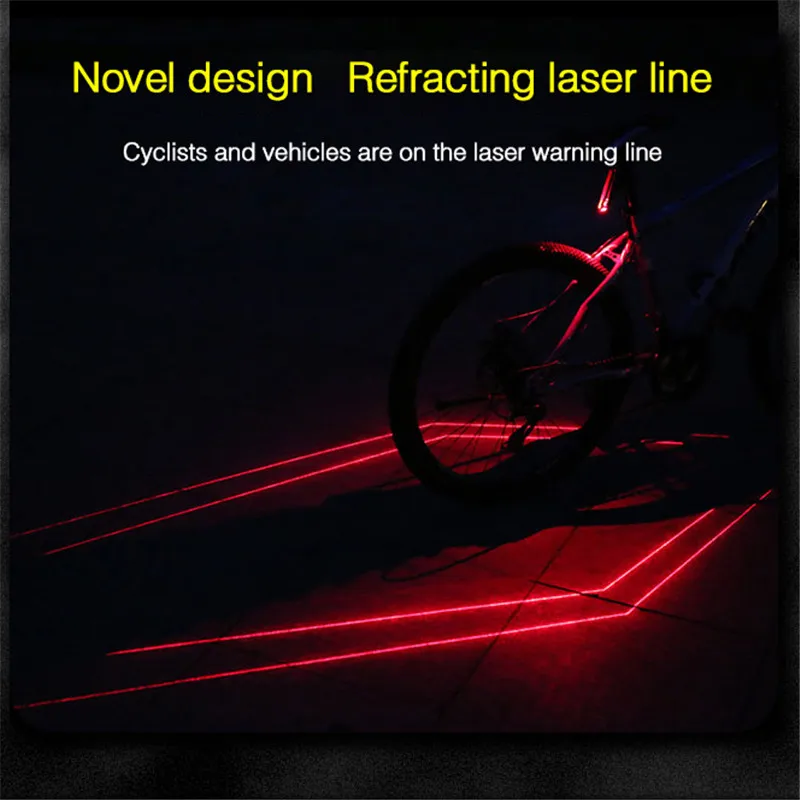Складной лазерный велосипедный фонарь передний задний Предупреждение велосипедный фонарь USB Перезаряжаемый задний фонарь водонепроницаемый велосипедный фонарь