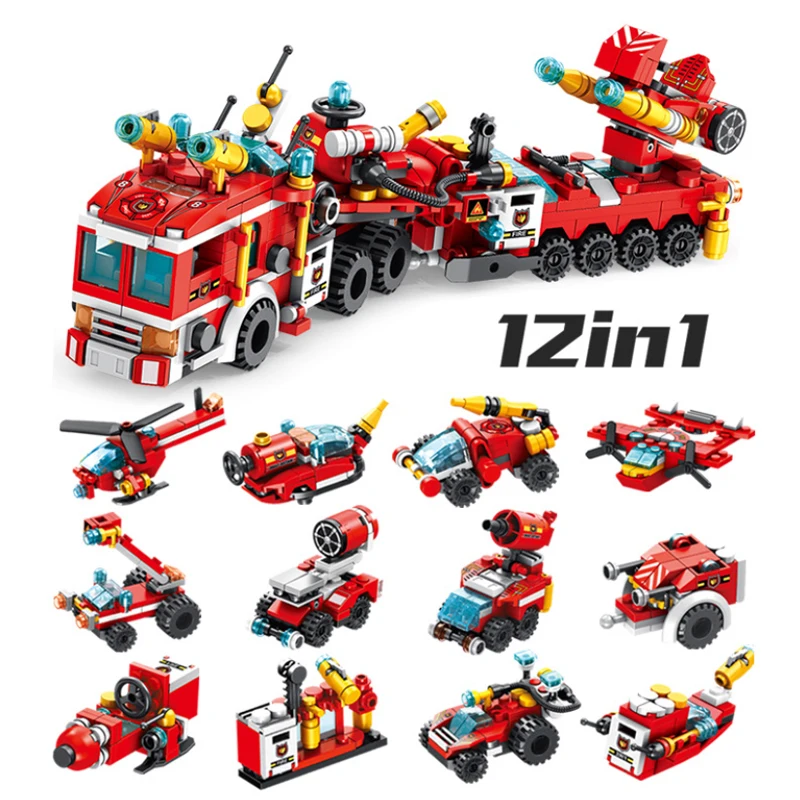 MissAbigale 12in1 Building Blocks Minecraftinglys Compatible Ingly City Firefighter Bricks Playmobil Toys & Hobbies For Children