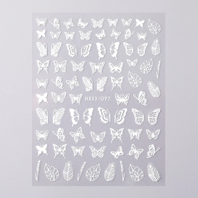 Black White Butterfly 3D Nails Sticker Geometry Decals Flower Gold DIY Decals Designs For Nail Art Manicures Decorations Salon 30