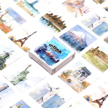 

40pcs/pack Around World Diary Bookmark Pack Posted It Kawaii Planner Scrapbooking Sticky Stationery Bookmarks School Supplies