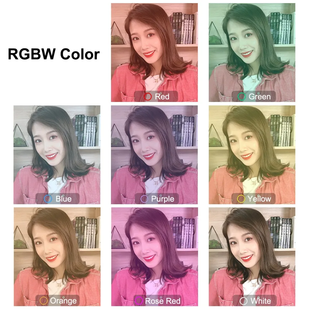 polegada rgbw selfie anel luz & microfone tripé montagem cabeça tripé