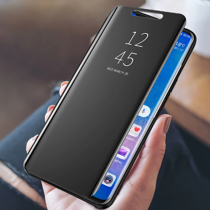 Зеркальный умный прозрачный флип-чехол для Huawei Mate 40 30 20 Pro Lite P40 P30 P20 Nova 8 7 6SE