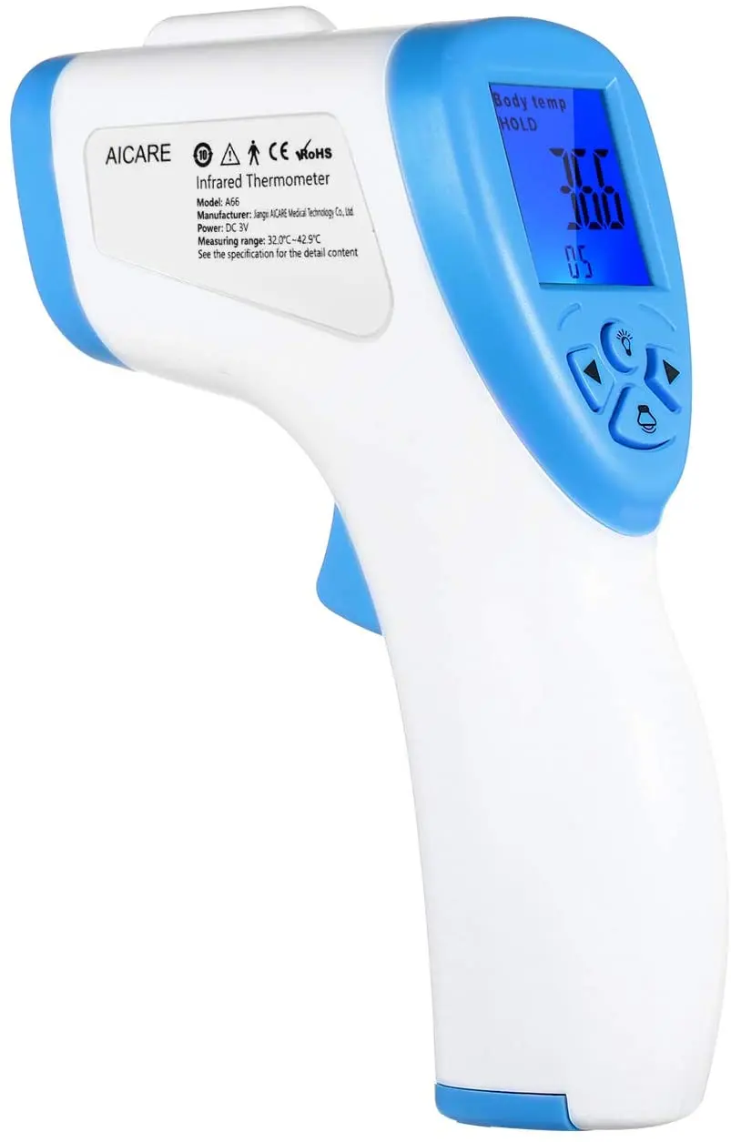 

A66 Infrared Thermometer Digital Forehead Ear Thermometer Body and Object Temperature Meter with Fever Alarm and Memory Functio