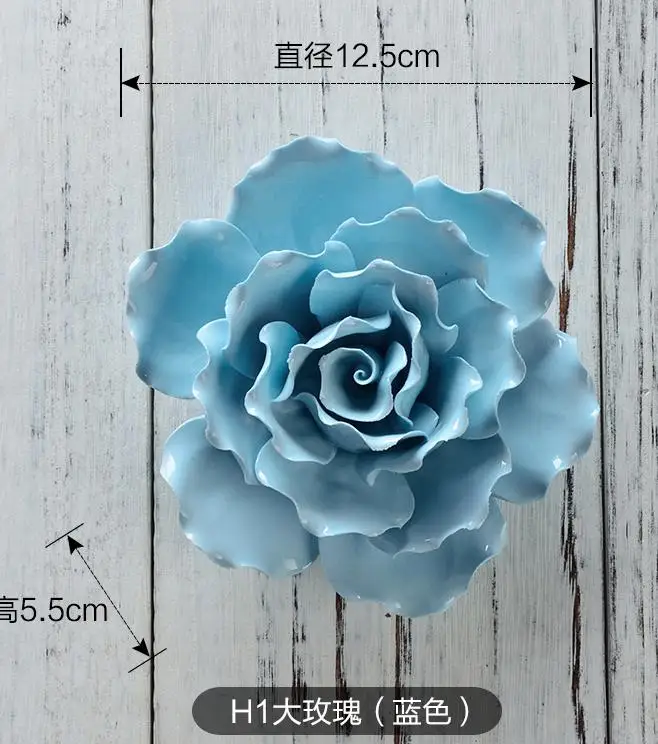 Ceramic Flower Three-dimensional Wall Decoration Home Decoration Bedroom Living Room Tv Background Wall Decoration - Цвет: Blue   H1