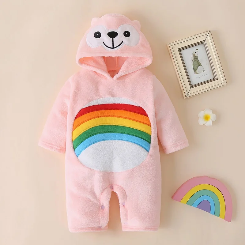 2020 Nieuwe Leuke Pasgeboren Baby Jongen Meisje Kleding Lange Mouwen Hoddies Beer Rits Baby Romper Kleding Herfst Winter Dragen 0-18M