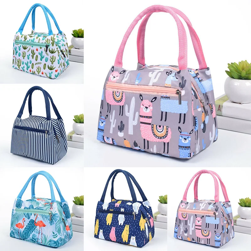 

Fahsion Functional Pattern Cooler Lunch Box Canvas Portable Insulated Thermal Cooler Lunch Box Tote Picnic Storage Bag Pouch