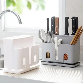 

1pc Knife Spoon Rack Plastic Kitchen Chopsticks Cage Spoon Storage Box Fast Draining Water Cutlery Rack Kitchen Shelves ED