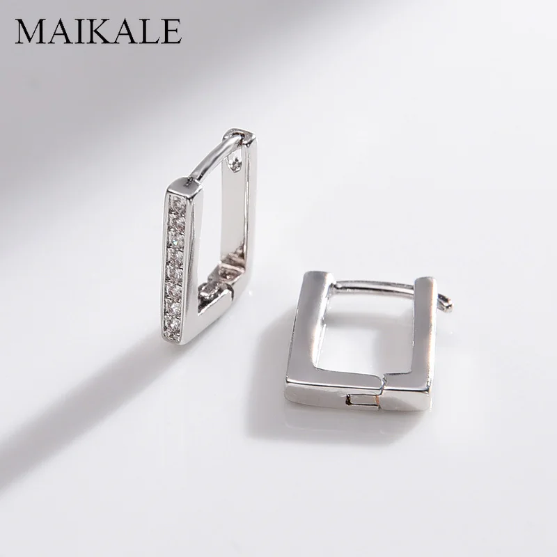Женские квадратные серьги гвоздики MAIKALE трендовые маленькие золотого и