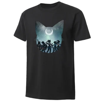 

Classic Japane Anime Sailor Moon Men'S T Shirts Fashion Short Sleeve Kawaii Cat Print Tees Male Harajuku Streetwear Unisex Tops