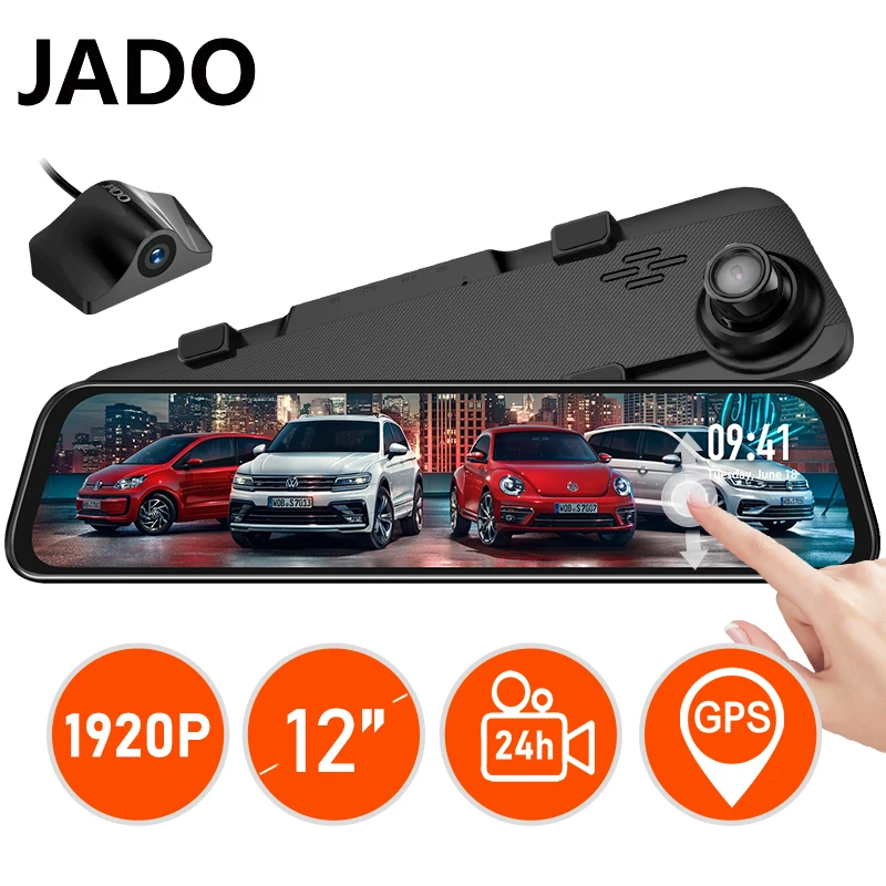 JADO 1296P Автомобильный видеорегистратор Камера авто 10 дюймов ночное видение Hd 360