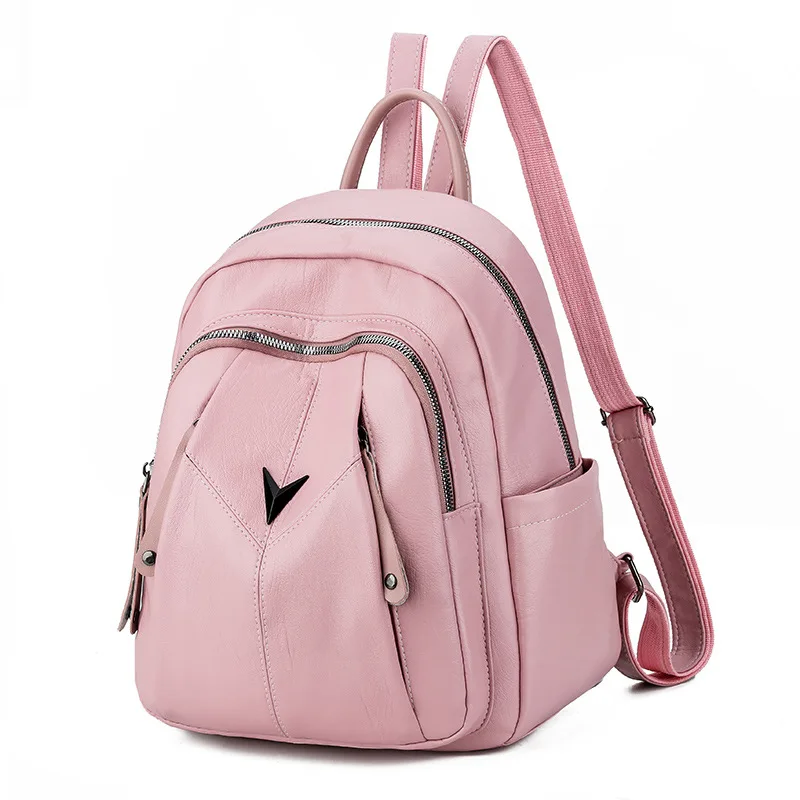 

Korean Soft Skin PU Backpack waterproof Anti-theft Ladies Backbag Simple Practical Student Bookbag Multifunction Travel Bagpack