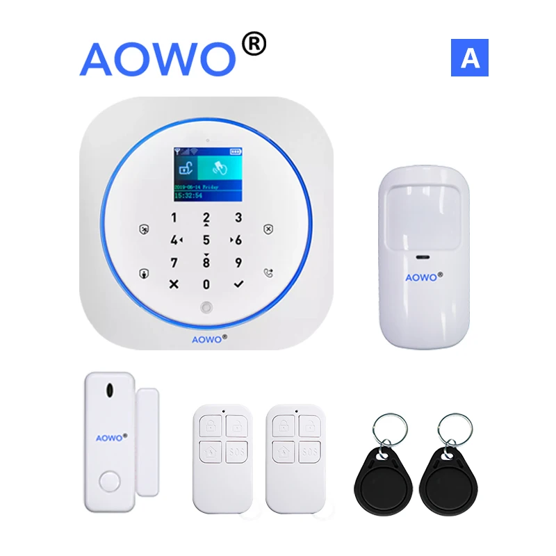 package A Wi-Fi Tuya Alarm Alexa для домашней безопасности с Google Home Hub APP Голосовое управление ip-камера мониторинг проникновения RFID lcd Touch - Цвет: package A