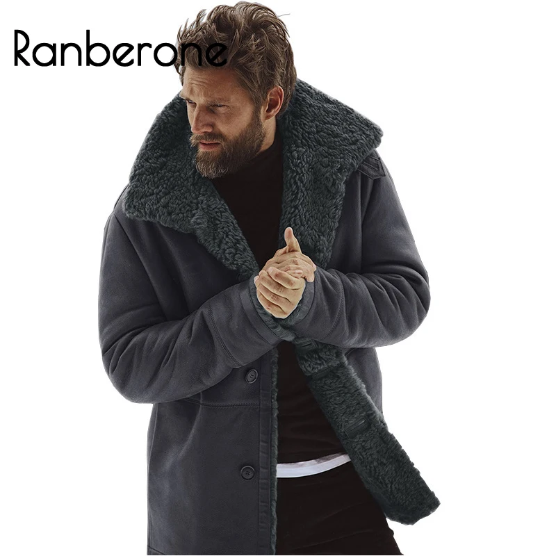 Ranberone зимняя куртка мужская однотонная Повседневная теплая бархатная зимнее