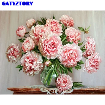 

Frameless Acrylic Picture DIY Painting By Numbers Pink Flower Modern Wall Art Canvas Painting Handpainted For Home Decor 40x50cm