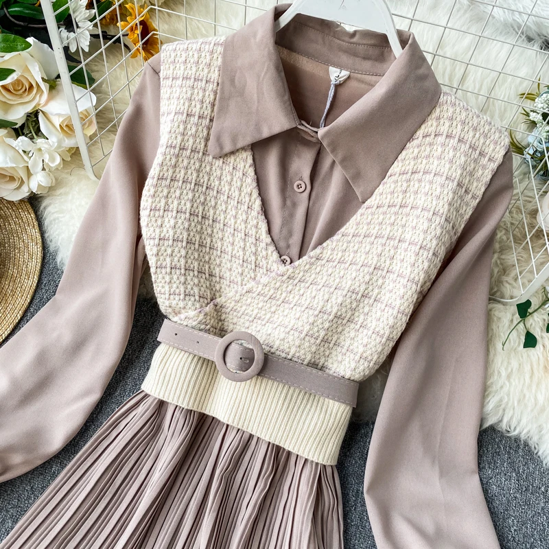 new fashion women's clothing Suit vest pleated dress two-piece suit dresses