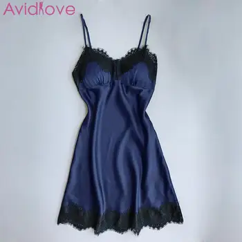 

Women Sexy Lingerie Dress With G-string V-Neck Lace Patchwork Babydoll Chemises Sleepwear Female Sling Nightgown Exotic Apparel