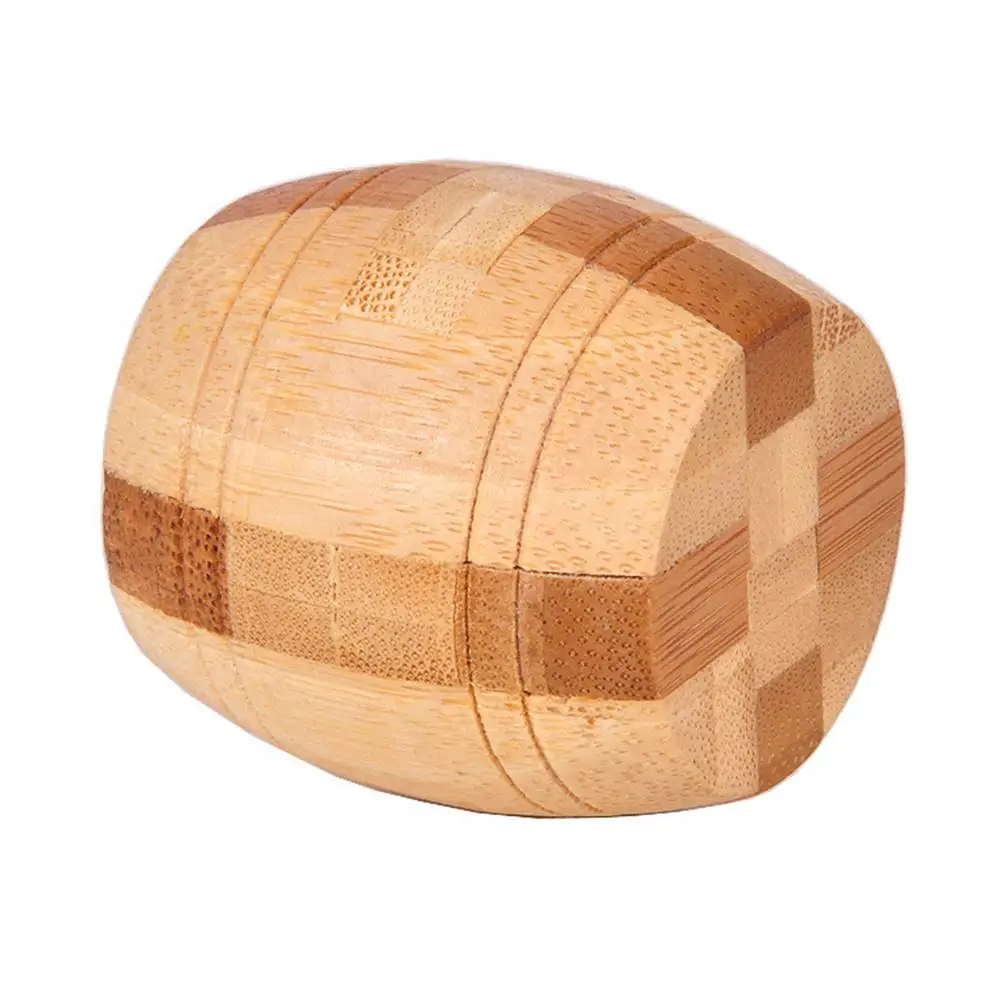 Barrel lock New Design IQ Brain Teaser Kong Ming Lock 3D Wooden Interlocking Burr Puzzles Game Toy Bamboo Small Size For Adults Kids - Цвет: Barrel lock