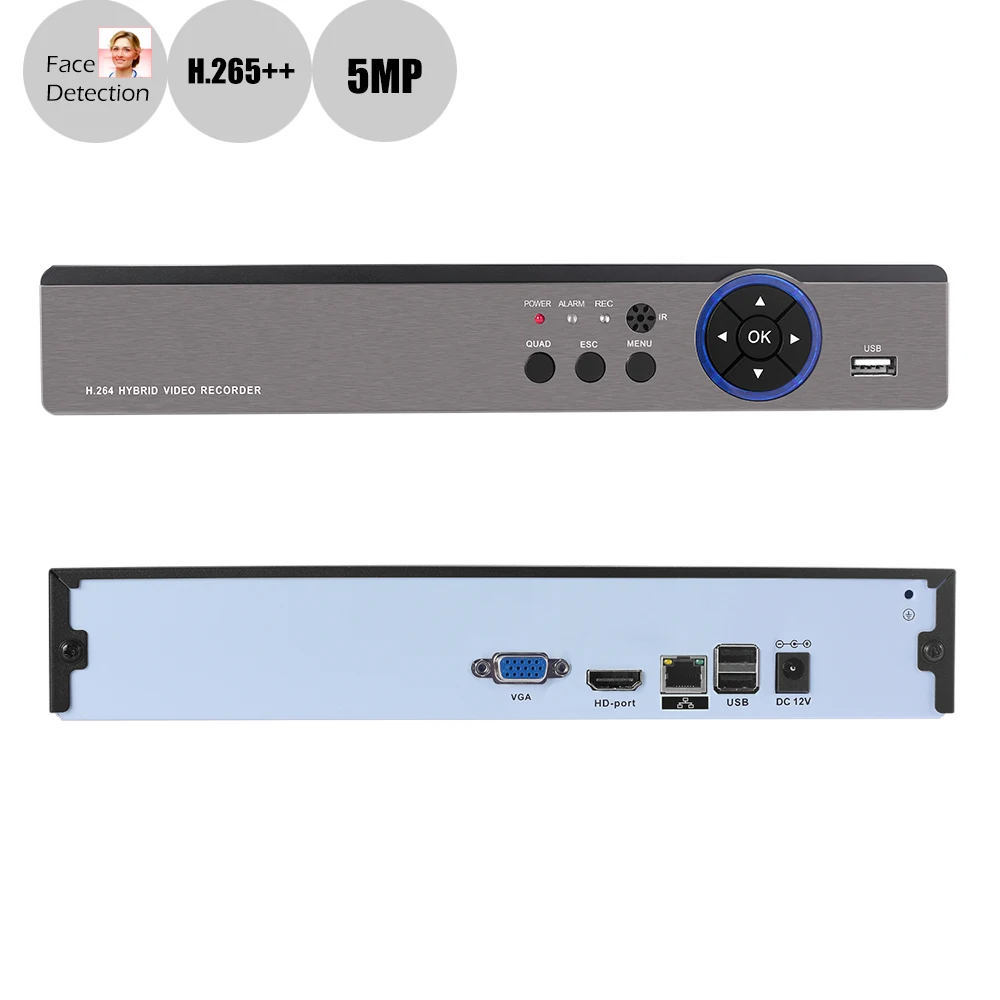 Металл CaseVGA 5MP NVR HDMI H.265 + NVRNVR для ip-камеры ONVIF 2 0 система безопасности распознавание