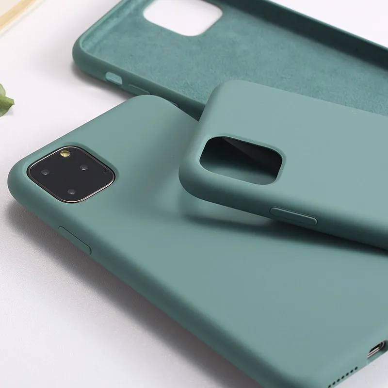 Жидкий силиконовый чехол для телефона для iPhone 11 Pro Max 6 6S 7 8 Plus X XS XR XS Max Полночь Зеленый мягкий полный защитный чехол - Цвет: Midnight Green