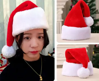 

1Pcs Christmas hats Santa Cap For Men Women Kid Xtmas Ornament Decoration New Plush Christmas Holiday Xmas Cap for Santa Claus