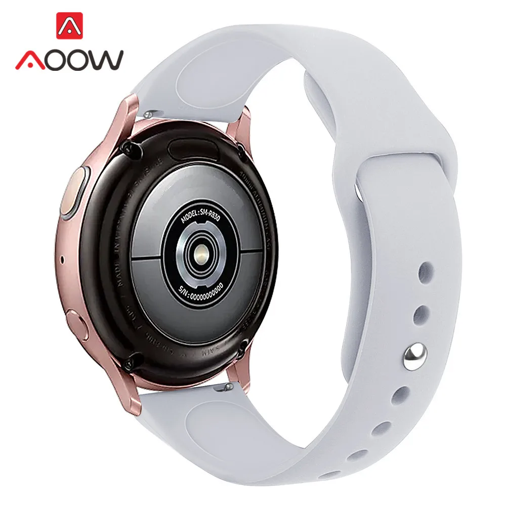 20 мм 22 мм силиконовый ремешок для samsung Galaxy Active 2 40 мм 44 мм gear S2 S3 ремешок для браслета для Galaxy Watch 42 мм 46 мм - Цвет ремешка: Light gray