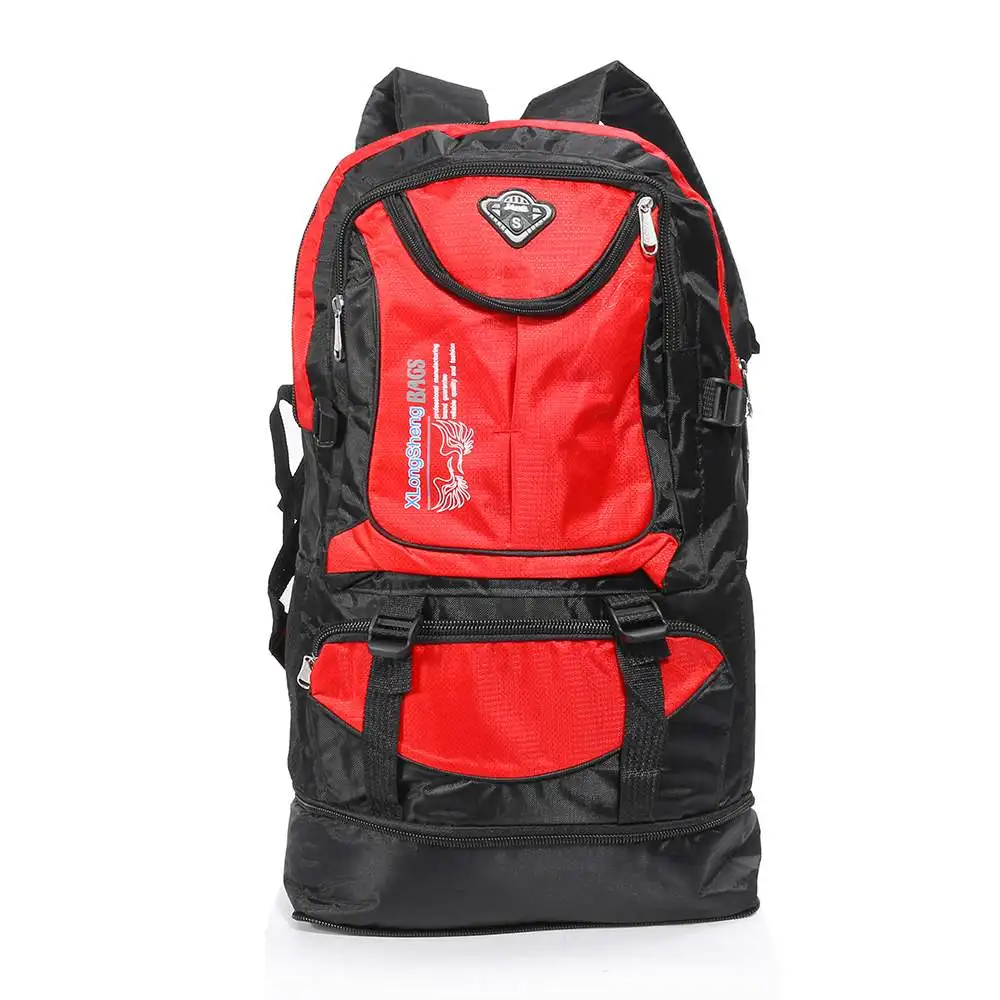 65L Large Capacity Outdoor Sports Backpack Men And Women Travel Bag Hiking Camping Climbing Fishing Bags Waterproof Backpacks - Цвет: XL Red