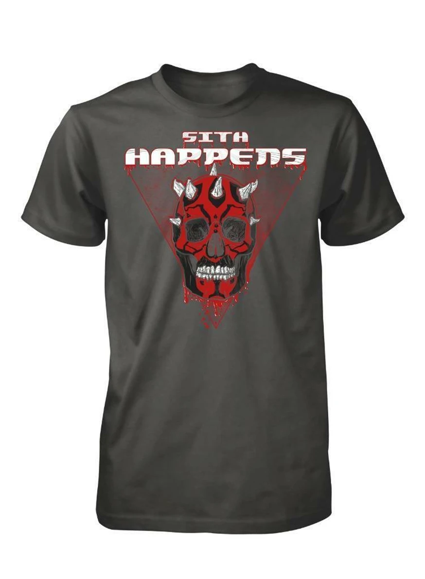 Sith Happens Darth Maul Lord Skull Horns Star Wars Adult T Shirt S-Xxl Retro O Neck Tee | Мужская одежда