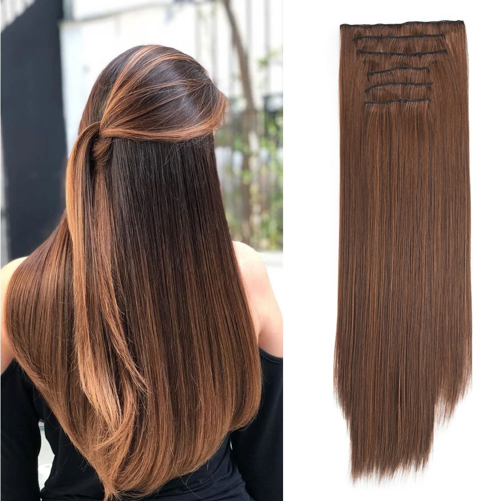 Long Straight Clip In Hair Extension Natural Black 6 Pcs/set 16 Clips 22  Inch Synthetic Hair Pieces For Women - Synthetic Clip-in One Piece(for  White) - AliExpress