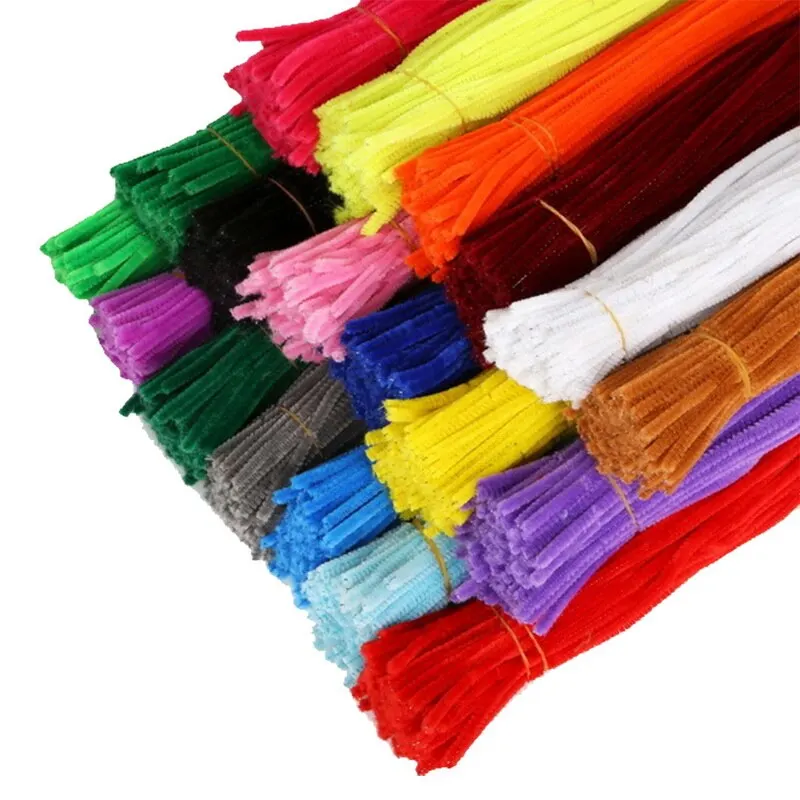 

100PCs Handmade Creative Wool Root Top Twisting Bar Handmade Fluffy Bar Iron Wire Colored Plush DIY Free Play Decorations