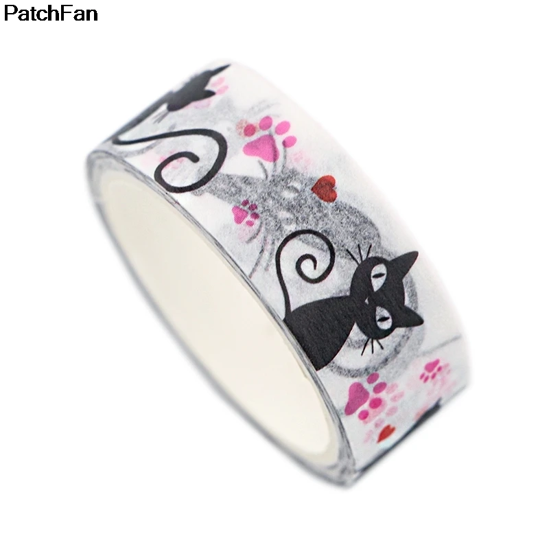 20 шт./лот Patchfan Мультфильм Черный кот DIY Скрапбукинг липкий клей Васи бумага маскирующая лента печатные узоры наклейки A2592