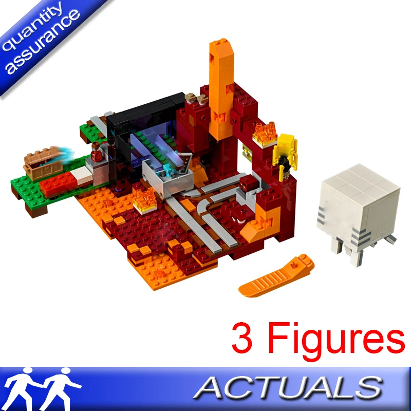 

18038 DECOOL My World The Nether Portal Building Blocks 21143 ed Rail Model Bricks Enlighten Toys Compatible