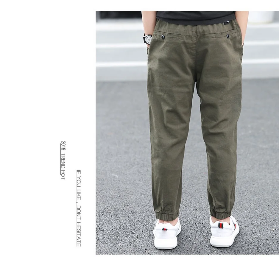 Teen Boy's Pants Kids Spring Autumn Solid Cotton Full Trousers Casual Slim Stretch Jogger Sweatpants 6-16 Years