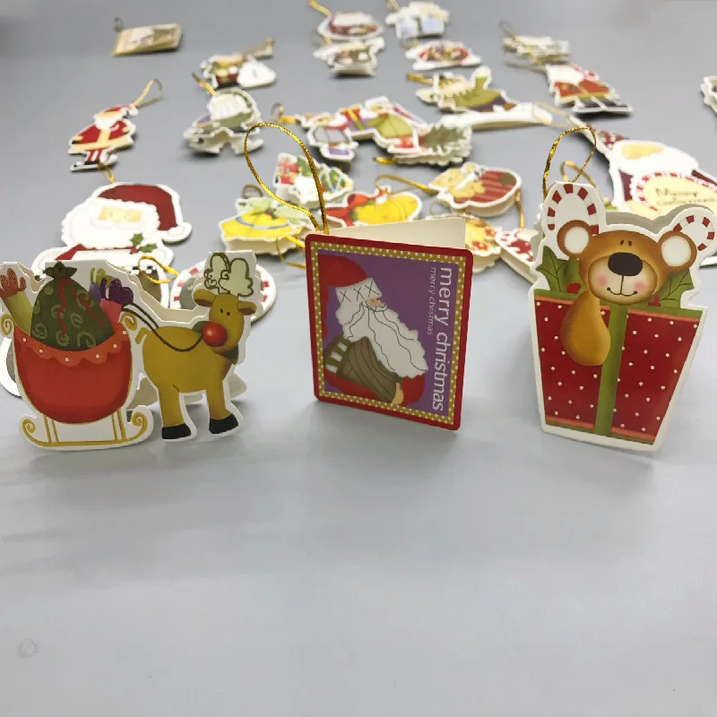 

Christmas Gift Card Creative Handmade Cartoon Birthday Blessing Cards Thank Tag Message Hanging Card
