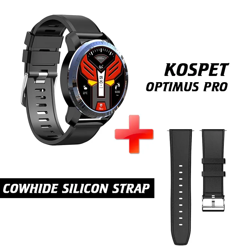 KOSPET Optimus Pro 3 ГБ 32 ГБ Smartwatch 8.0MP 800 мАч IP67 водонепроницаемый gps двойная система Call4G мужские Смарт часы телефон для IOS Android - Color: Black Strap