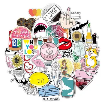 

46 Pcs/Set Pink INS Style Graffiti Girl Sticker For Laptop Luggage Skateboard Phone Motorcycle Refrigerator Stationery Stickers