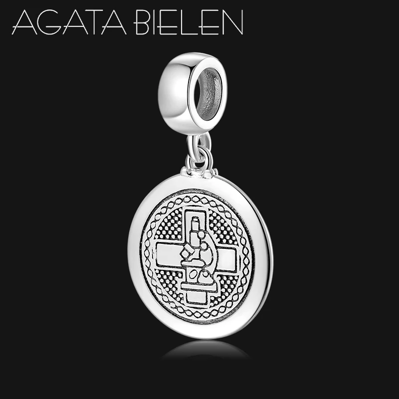 

Original 925 Sterling Silver Microscope Pattern Round Charm Pendants Beads Fit Pandora Charm Bracelet Jewelry Making Gift
